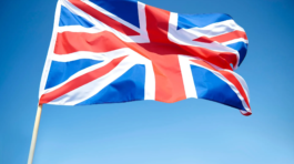 Waving British flag in the sky